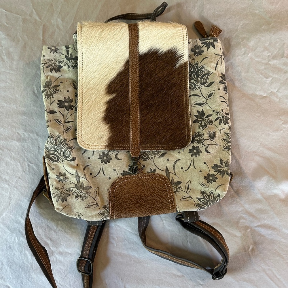 Myra Bag Floral Brown and Cream Backpack
